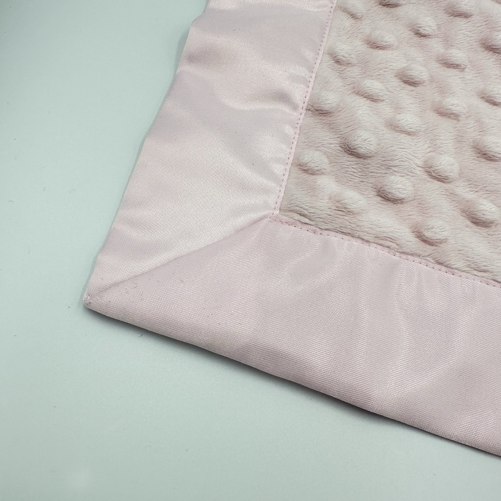 The Pat A Cake Baby Lovey Security Blanket Pink Plush Minky Dot Satin - Picture 3 of 6